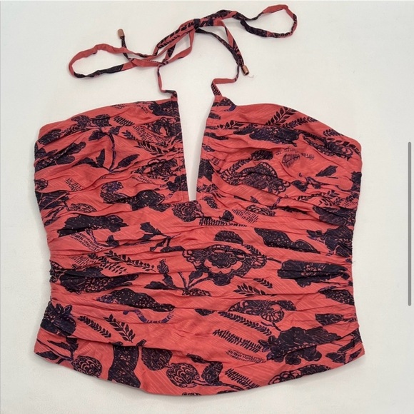 🩷 Anthropologie Ruched Toile Floral Print Halter Top 🩷 - Picture 4 of 12